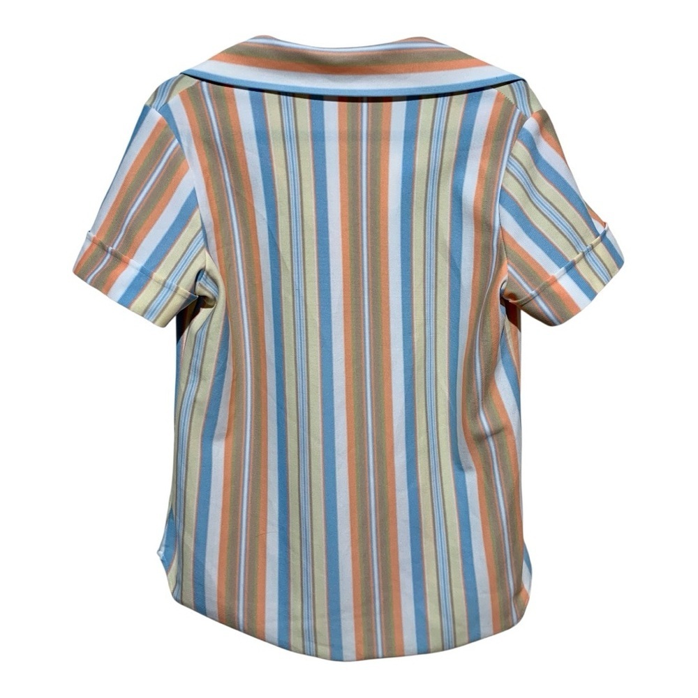 Women’s Vintage 1970’s Smartique Polyester Striped Top Sz 12 - Picture 2 of 3